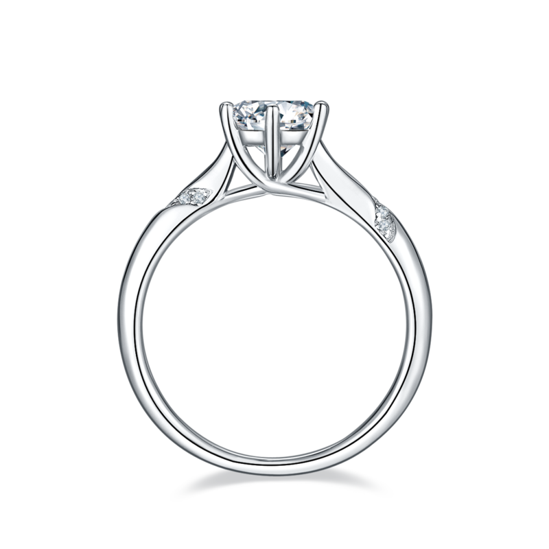 直臂微镶通灵款S925银镀白金MoissaniteWomen's Ring1ctD级